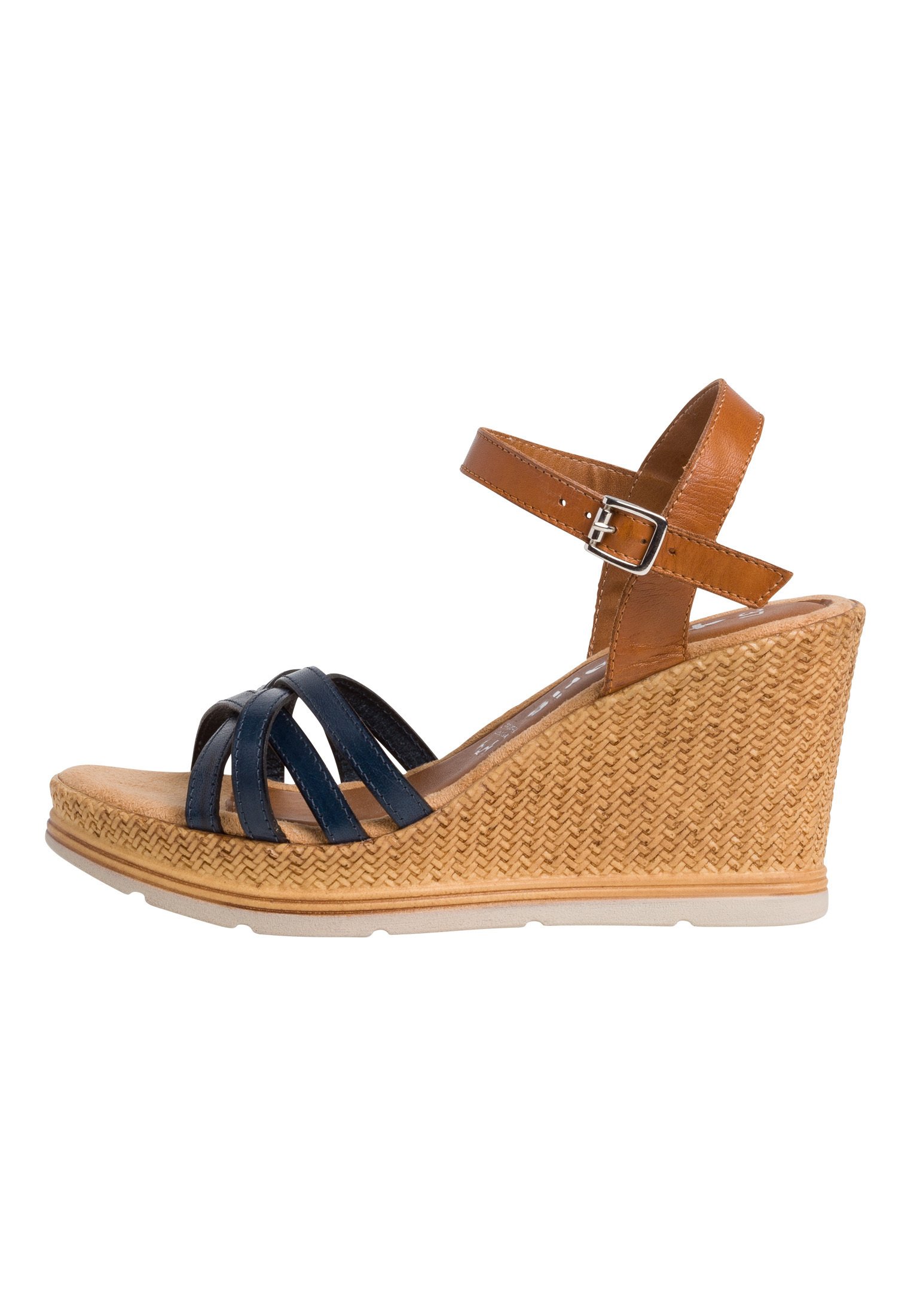 Tamaris Sandalen met sleehak - cognac/navy/lichtbruin - Zalando.nl