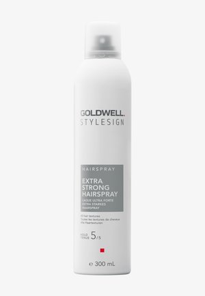 Weißes Spraydosen von Goldwell Stylesign Extra Strong Haarspray, 300 ml, Haltstufe 5/5, geeignet für alle Haartypen.