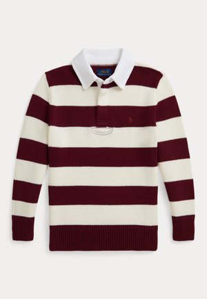 STRIPED COTTON RUGBY JUMPER - Maglione - classic wine/antique cream
