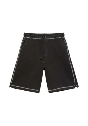 PULL&BEAR, RELAXED FIT STWD WITH CONTRAST SEAMS - JOGGER BERMUDA SHORTS - Tepláky - black
