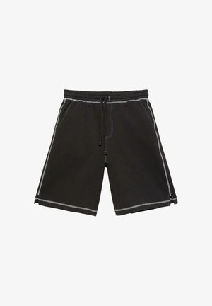 PULL&BEAR, RELAXED FIT STWD WITH CONTRAST SEAMS - JOGGER BERMUDA SHORTS - Tracksuit bottoms - black