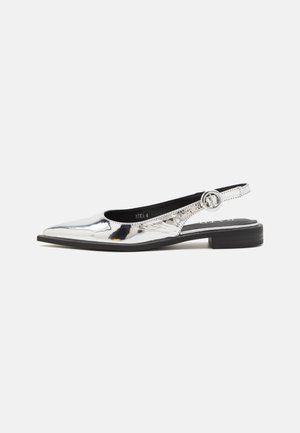 BALLET SLINGBACK PUMP IN WHITE MIX BLACK EMBROIDERED CANNAGE TWEED 35 MM