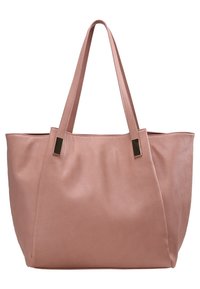 Borsa a tracolla in pelle rosa con doppio manico, caratterizzata da una texture liscia, design minimalista e dettagli in metallo per un tocco aggiuntivo.