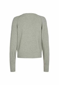 Ljusgrön, ribbad stickad tröja med långa ärmar, rund halsringning och kortad passform, med subtil textur och en sömlös baksidedesign.