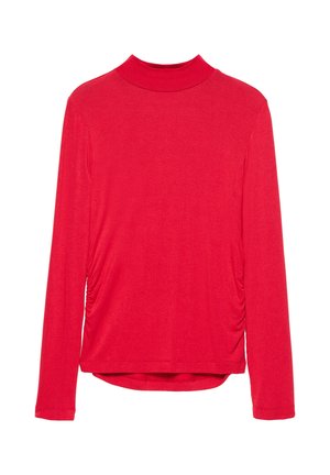 PULL&BEAR, HIGH NECK LONG SLEEVE WITH SIDE GATHERING - TOP - T-shirt à manches longues - red