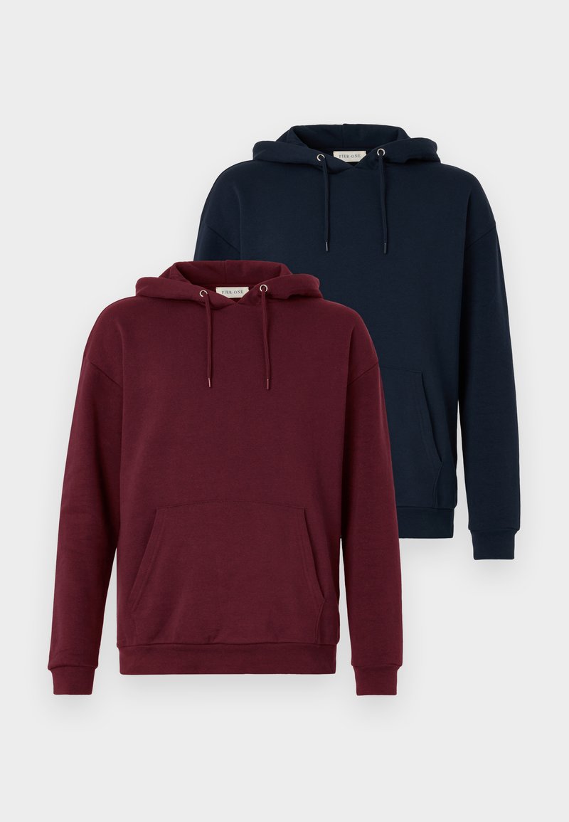 Pier One 2 PACK - Felpa con cappuccio - dark blue/bordeaux/blu scuro ...