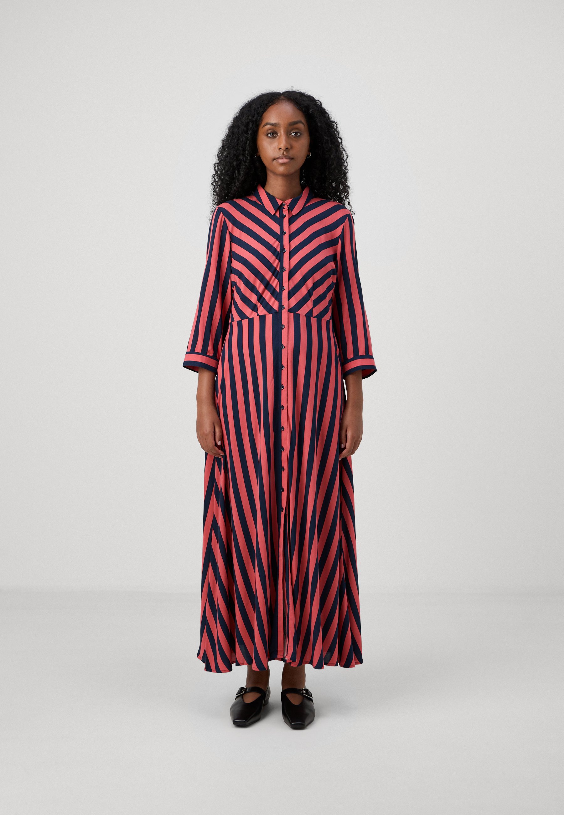 YAS Petite YASSAVANNA LONG SHIRT DRESS - Maxi dress - mineral red/navy/red  - Zalando.ie