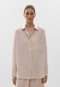 OYSHO - LONG-SLEEVED - Gombos blúz - beige Miniatűr kép 1