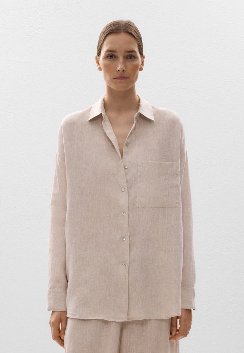 OYSHO - LONG-SLEEVED - Gombos blúz - beige, Nagyítás