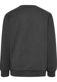 Mörkgrå crewneck-tröja med långa ärmar. Mjuk tygkvalitet och ribbade muddar och nederkant. Inga synliga mönster eller ytterligare detaljer.