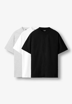 REGULAR 3 PACK - T-shirt basique - black/white/ash grey