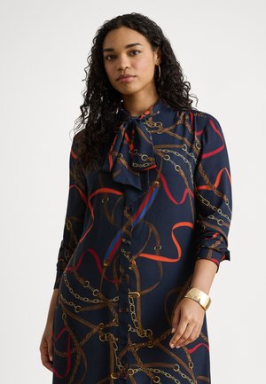 PRINT GEORGETTE TIE-NECK SHIRTDRESS - Skjortekjole - navy/multicolour