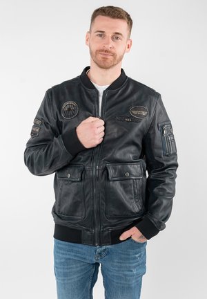 AIRPILOT - Lederjacke - denim blue