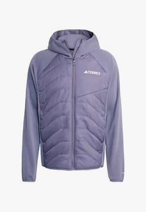 Giacca con cappuccio di un delicato viola, caratterizzata da un davanti trapuntato, maniche lisce, zip completa e logo TERREX sul petto.