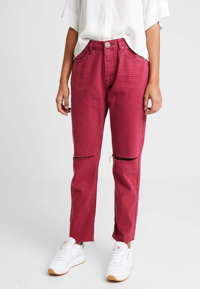 AWESOME BAGGIES HIGH WAIST - Jean droit - bordeaux