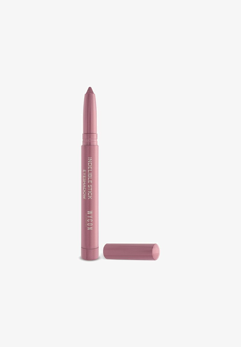 Ombretto in stick rosa con applicatore a rotazione. Design cilindrico elegante con testo argentato sul lato; il tappo abbina il corpo.