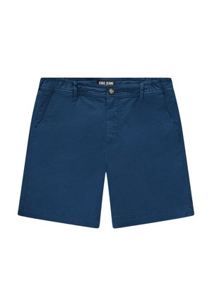 Navyblauwe casual korte broek met riemlussen, knoop en rits aan de voorkant, en twee zijzakken, met label Cars Jeans in de tailleband.