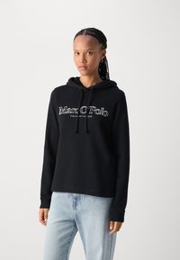 Marc O'Polo LONG SLEEVE HOODED LOGO PRINT - Camisola - black