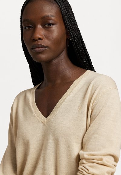 Polo Ralph Lauren WOOL V-NECK SWEATER - Striktrøje - almond heather