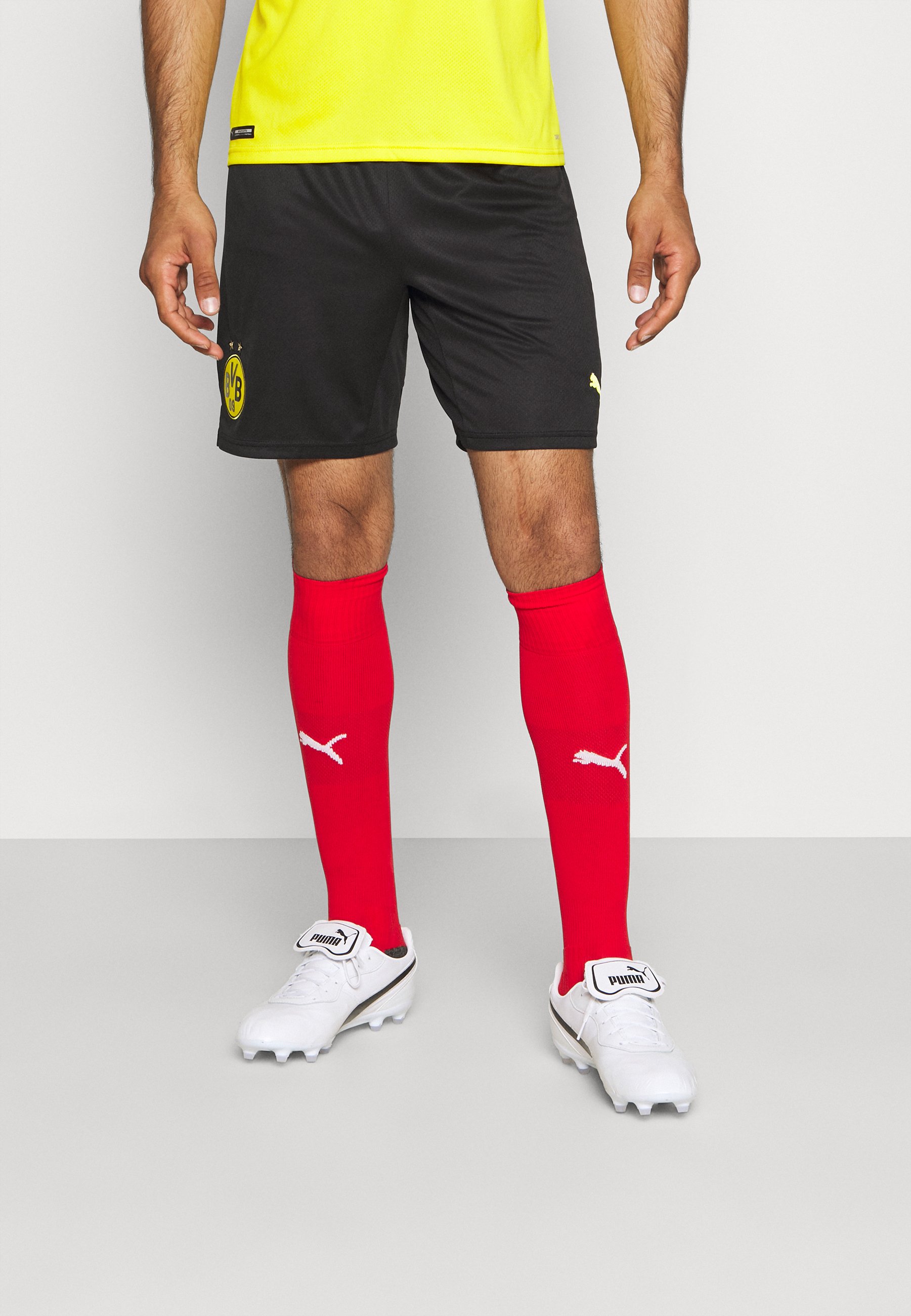 Puma BVB BORUSSIA DORTMUND - Pantaloncini sportivi - puma black/cyber  yellow/nero - Zalando