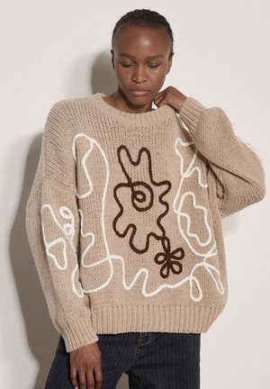 Apricot, OVERSIZED CORNELLI EMBROIDERED JUMPER - Пуловер - stone