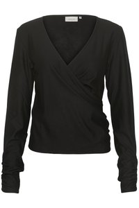 RIFA WRAP TOP - Long sleeved top - black