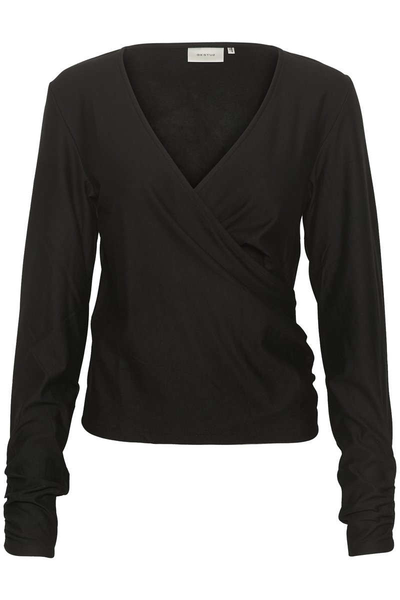 Gestuz RIFA WRAP TOP - Long sleeved top - black - Zalando.co.uk