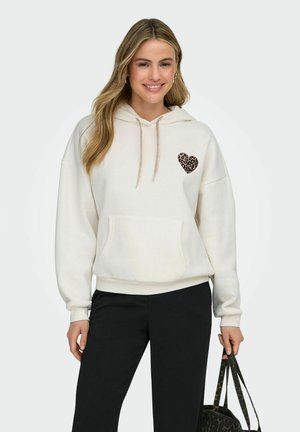 ONLDAZE L/S ANIMAL DETAILS - Sweat à capuche - cloud dancer
