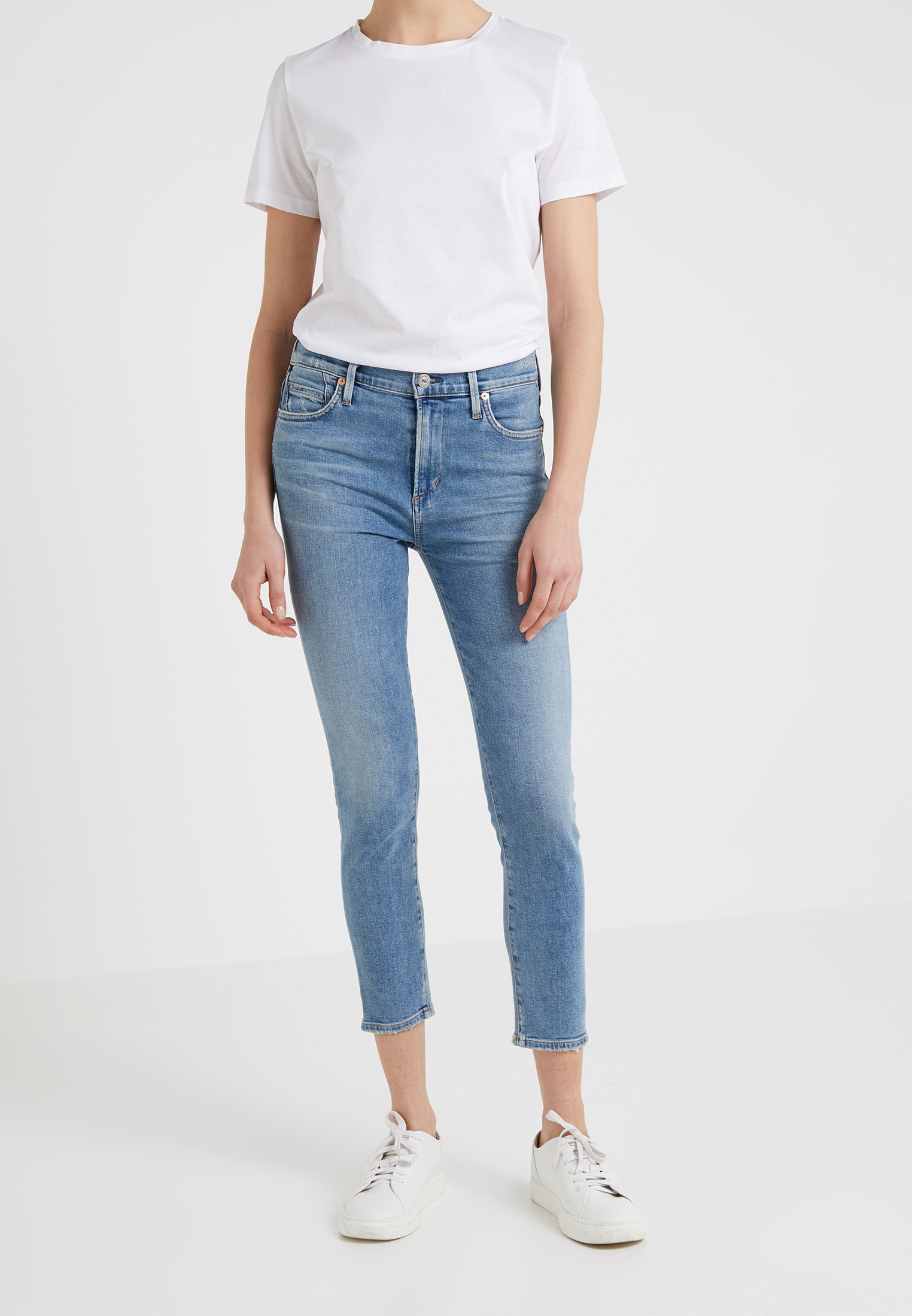 Citizens Of Humanity Rocket Crop Jeans Skinny Fit Serenity Light Blue Denim Zalando Ie