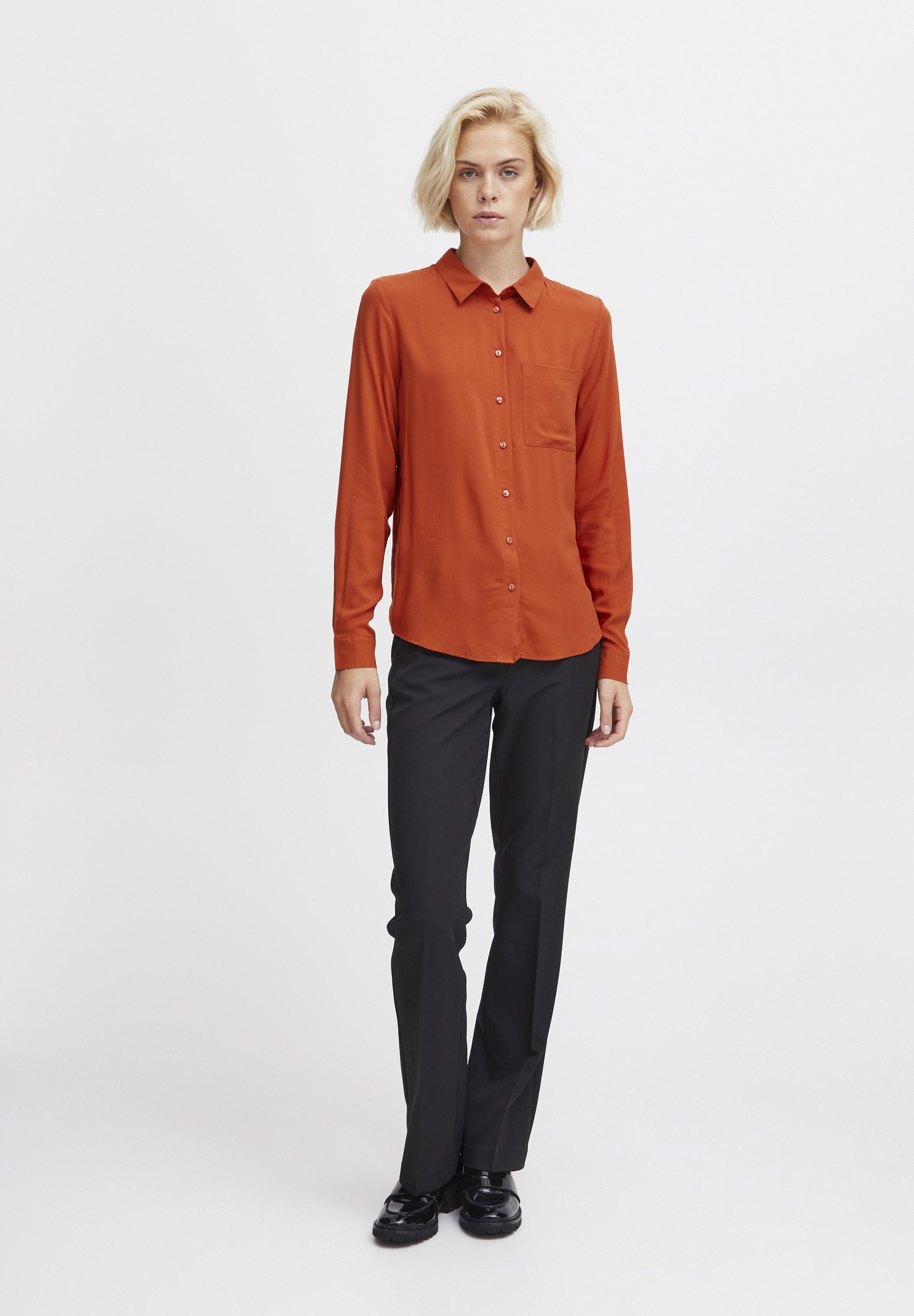 ICHI IHMain - Button-down blouse - rooibos tea/orange - Zalando