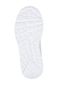 Weiße Gummisohle mit strukturierten Profilmustern und verschiedenen geometrischen Formen für Grip und Traktion. Nicht färbendes Design.