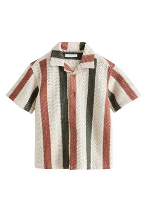 Next, REGULAR FIT - SHORT SLEEVE TEXTURED STRIPE REVERE SHIRT  . - Košeľa - ecru
