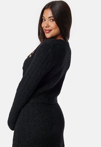 Bubbleroom BUTTON KNITTED JACKET - Cardigan - black
