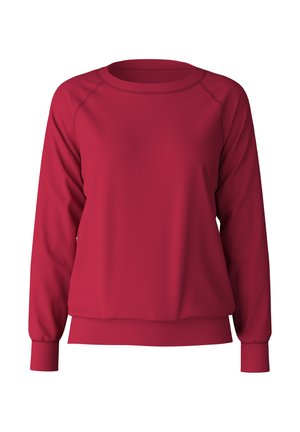 Rode sweatshirt gemaakt van zachte stof, met een ronde hals, lange mouwen met geribbelde manchetten en een relaxte pasvorm.