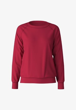 Rode sweatshirt gemaakt van zachte stof, met een ronde hals, lange mouwen met geribbelde manchetten en een relaxte pasvorm.