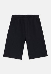 Shorts en coton noir avec une coupe décontractée et une taille élastique, présentant une texture lisse et sans motifs ni accents visibles.