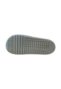 Suela de zapato de goma con una superficie texturizada que presenta patrones rectangulares y de cuadrícula, predominantemente de color gris claro, con la marca "Blanditos" estampada.