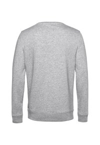 Sudadera gris de manga larga, cuello redondo y puños acanalados. Fabricada con una tela suave de textura lisa, presenta un diseño simple y sin adornos.