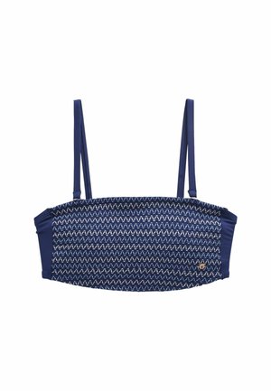 SHIRRED BANDEAU - Top de bikini - navy with contrast embroidery