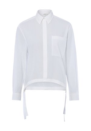 Wit overhemd met lange mouwen, knopen aan de voorkant, een puntige kraag, een borstzak en verstelbare trekkoorden aan de zoom.