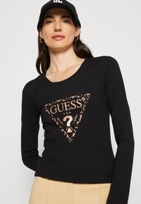 Guess LEO TRIANGLE TEE - Pitkähihainen paita - jet black