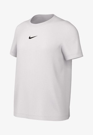 T-shirt de algodão branco, de manga curta e decote redondo. Apresenta um pequeno logótipo da Nike em preto no peito e detalhes de costura standard.