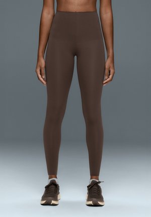 OYSHO, COMPRESSIVE HIGH-RISE CORE-CONTROL ANKLE-LENGTH LEGGINGS - Leggings - dark brown