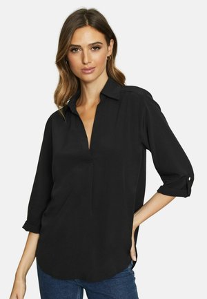 REGULAR FIT - 3/4 SLEEVE COLLARED - Blouse - black