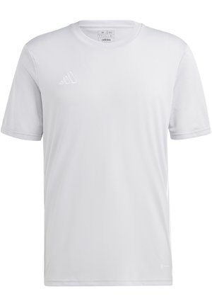 Weißes Sport-T-Shirt aus leichtem Material, mit kurzen Ärmeln, rundem Ausschnitt, Mesh-Details und einem kleinen geprägten Logo.