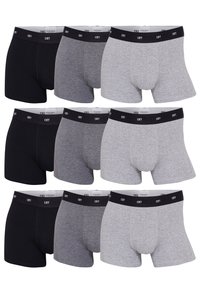 Sæt med ti boxershorts i en blanding af sort, mørkegrå og lysegrå bomuldsstof, med sorte elastiske indenbånd med påskriften "CR7."