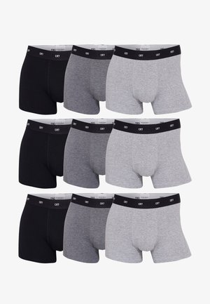 Sæt med ti boxershorts i en blanding af sort, mørkegrå og lysegrå bomuldsstof, med sorte elastiske indenbånd med påskriften "CR7."