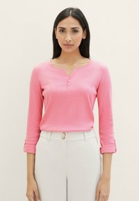 TOM TAILOR HENLEY - Maglietta a manica lunga - pink offwhite stripe ck