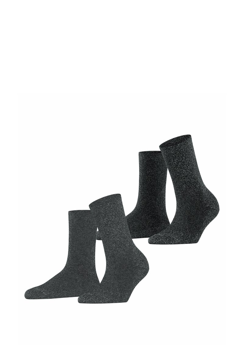 Set von vier Paaren dunkelgrauer Socken, hergestellt aus einem strukturierten Stoff mit einem dezenten Glanz, mit einer standardmäßigen Crew-Höhe und verstärkter Zehenpartie.