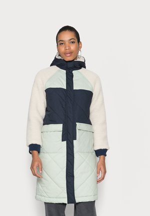 ESSTELLA LONG HOOD QUILT JACKET - Abrigo de invierno - dark sapphire/desert sage/snow